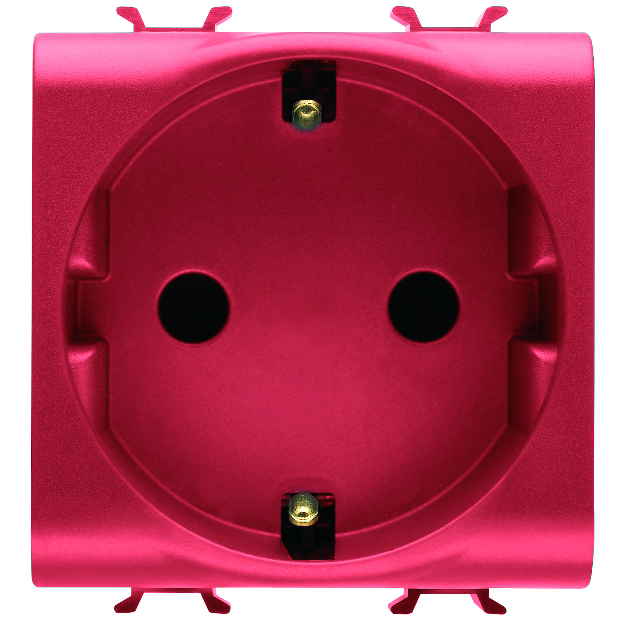 Német szabványú csatlakozó aljzat gyermekvédelemmel dedikált áramkörökhöz 2P+E 16A 2 modulos piros CHORUSMART