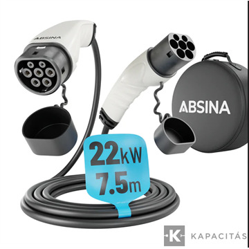 ABSINA TÖLTŐKÁBEL 7,5M 3F 32A TYPE2@