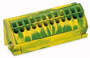Földelő gyűjtősín kapocs 12 pólus # 4mm2 zöld/sárga