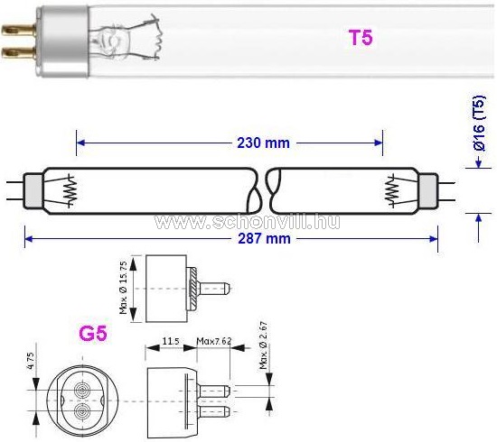 FÉNYCSŐ GERMICID 8W T5