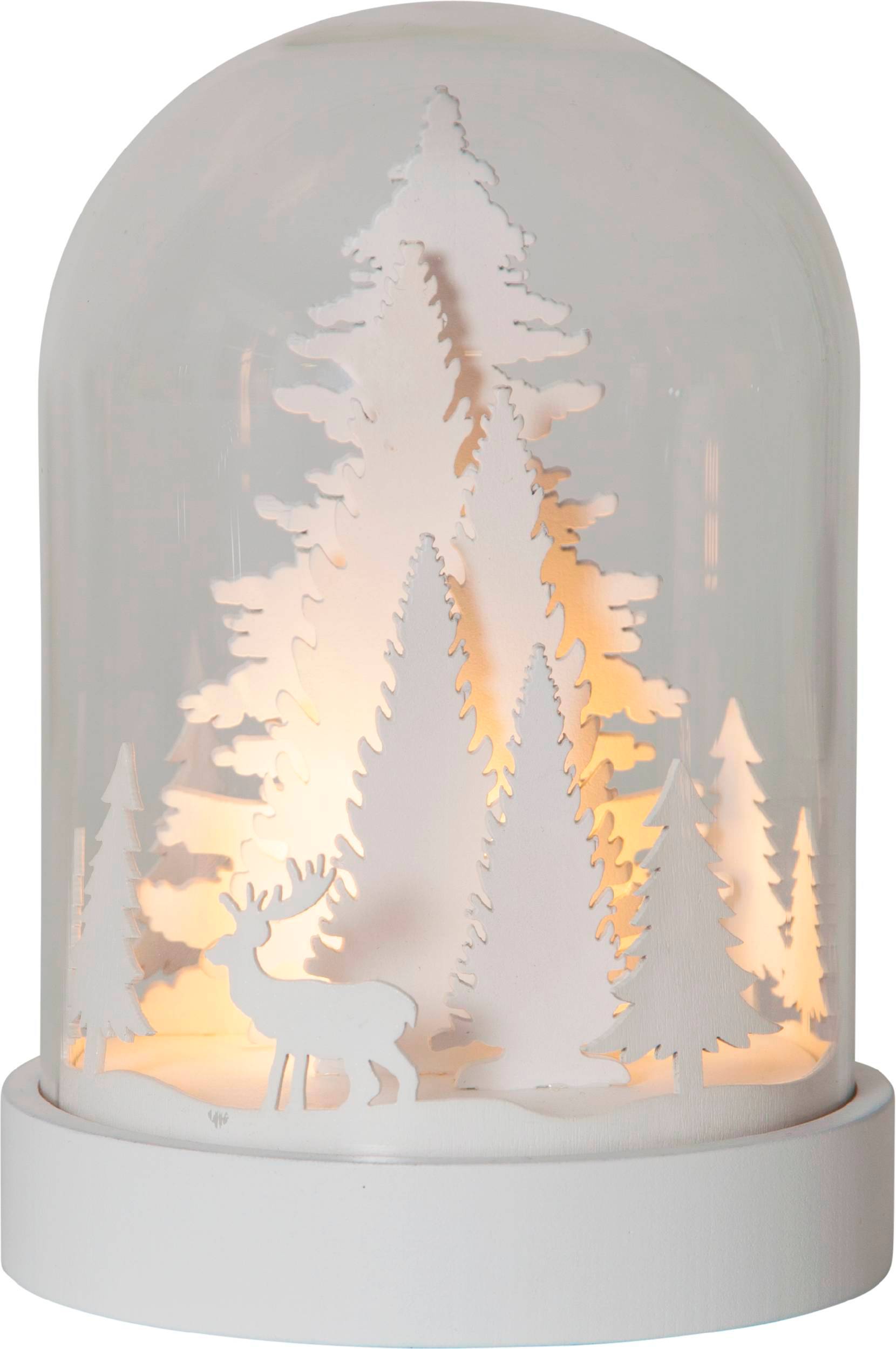 Asztali dekor üvegbúra erdő LED3 fehér 3el@