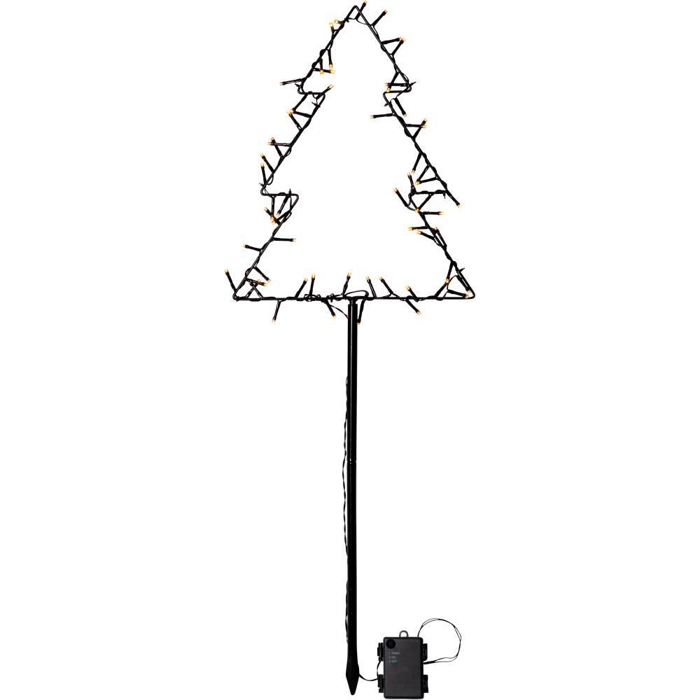Karácsonyfa kültéri leszúrható fekete 3AA 90cm 60