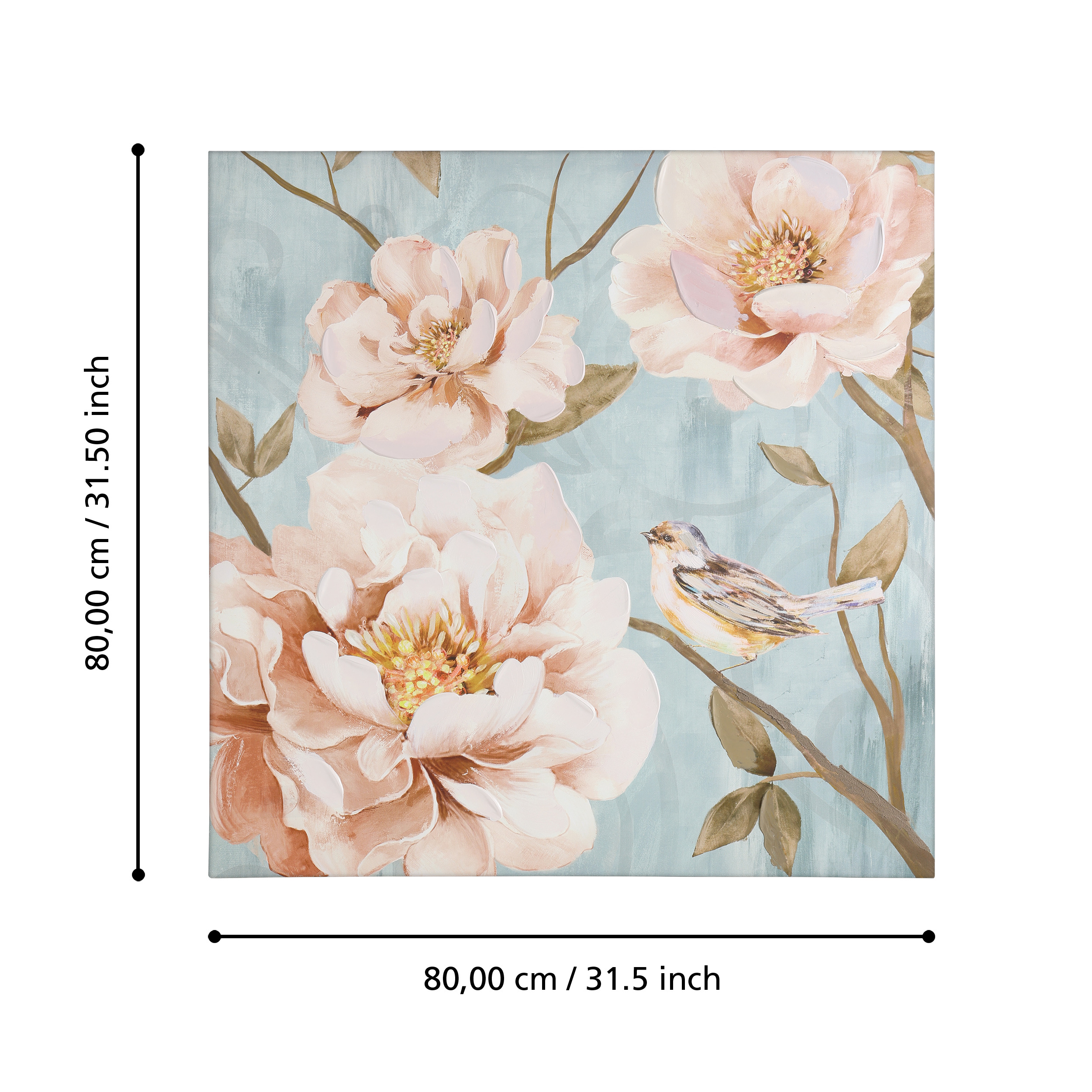 Kép 80X80X3,7cm virágok,madár