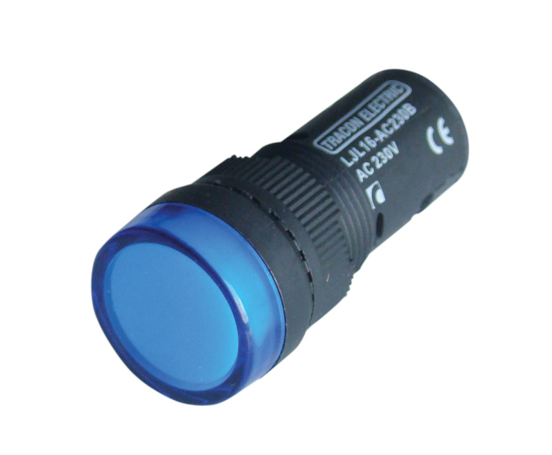 Jelzőlámpa 16mm-es LED-es 12V kék AC/DC IP40