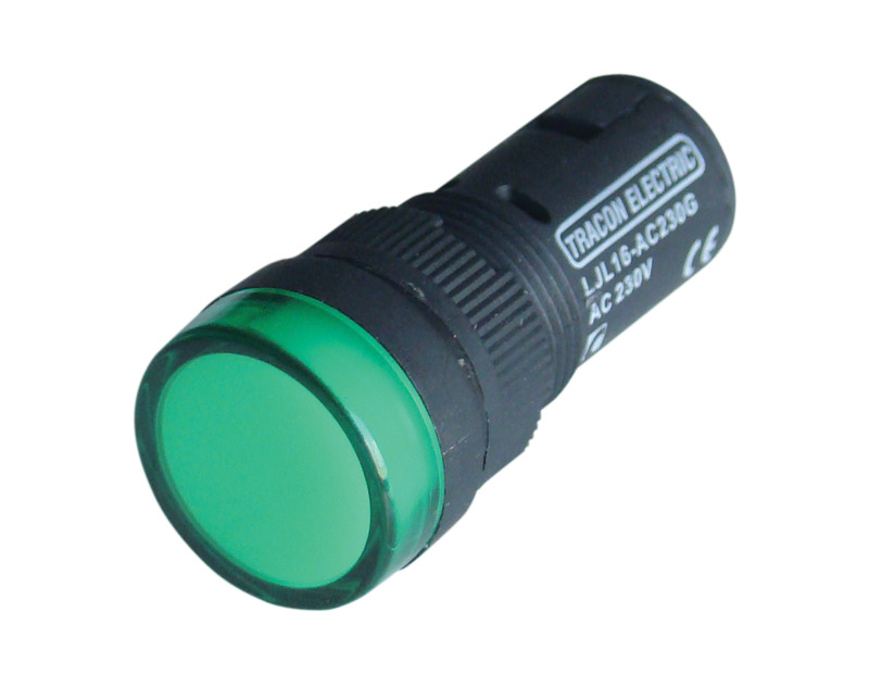 Jelzőlámpa 16mm-es LED-es 12V zöld AC/DC