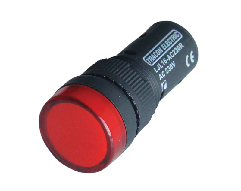 Jelzőlámpa 16mm-es LED-es 12V piros AC/DC IP40