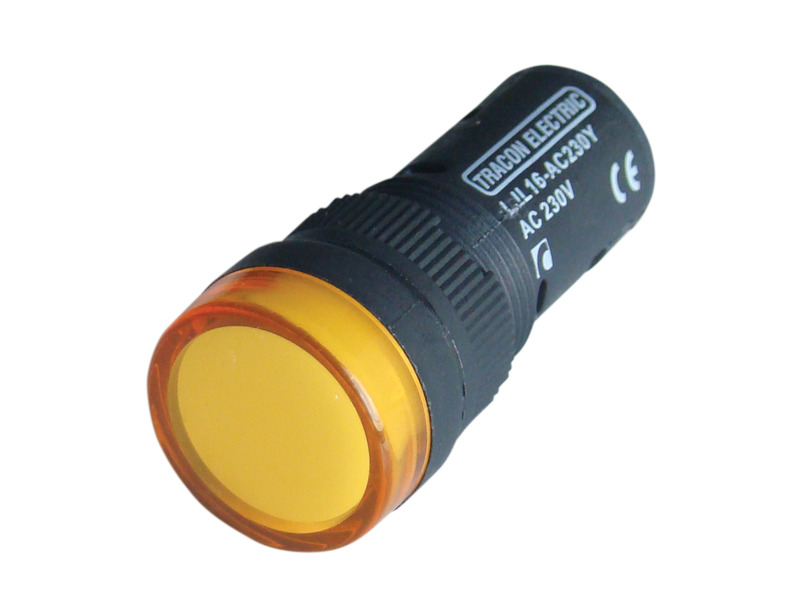 Jelzőlámpa 16mm-es LED-es 12V sárga AC/DC IP40