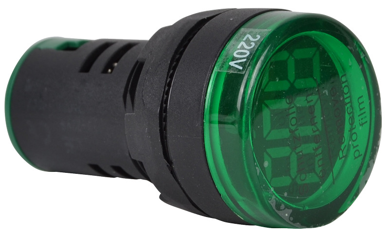LED feszültségmérő jelzőfény zöld 24-500V AC d=22mm IP65