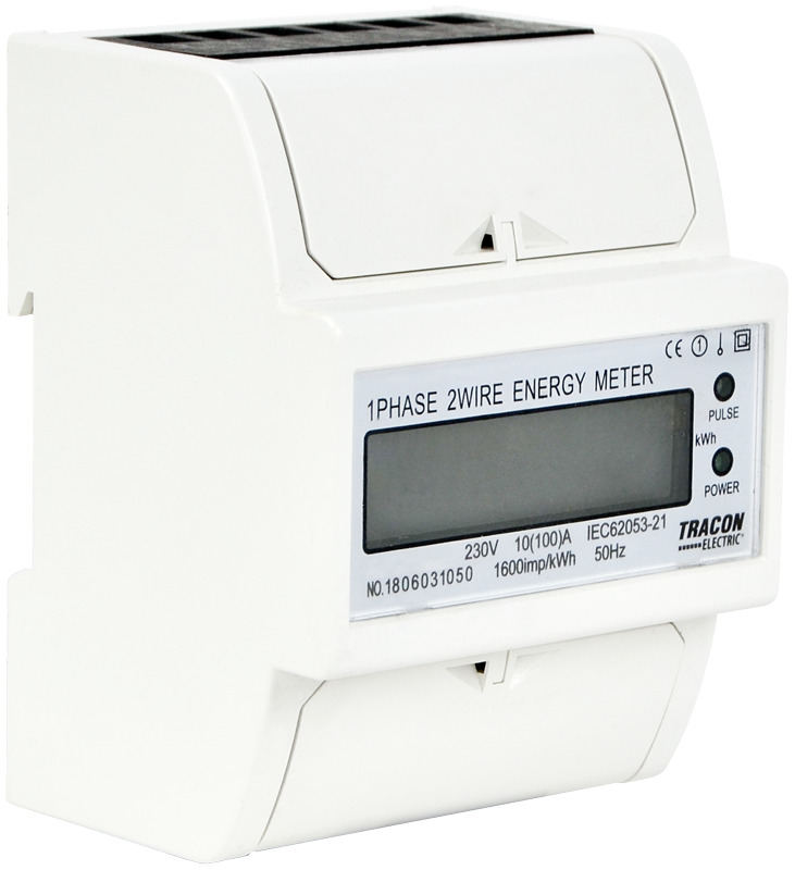 Fogyasztásmérő 1F LCD kijelzővel 4modul 230V AC 10(100)A közvetlen