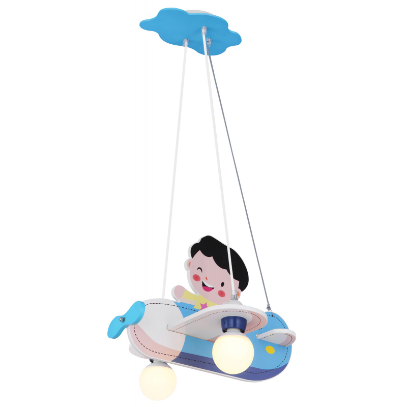 Gyermek függeszték fém és műanyag elegye kék színben repülő figura.