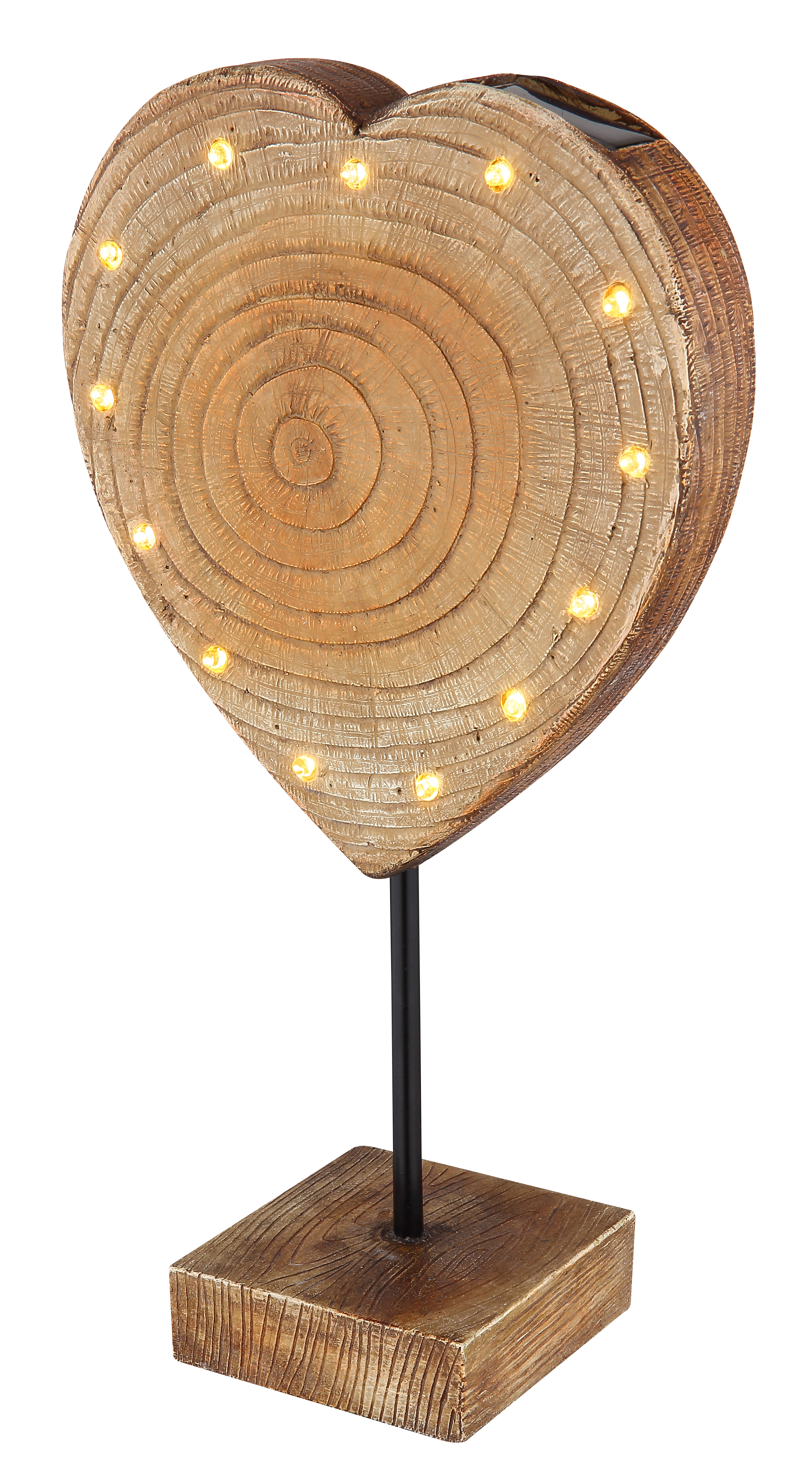Szolár asztali lámpa műanyag fa @ mintázattal fekete fém szárral elemmel