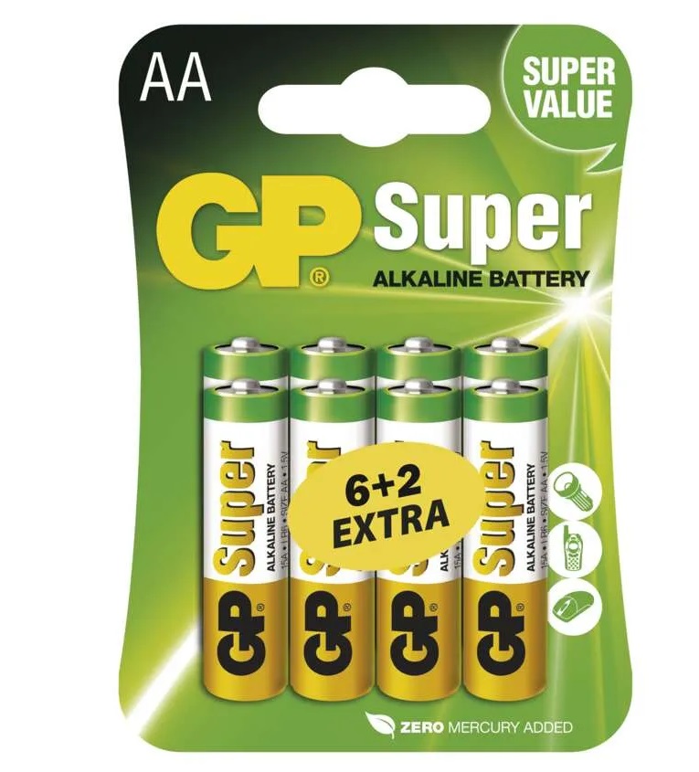 GP elem AA super alkáli lr6 8b/bl gp super alkáli elem AA 6+2 bliszt