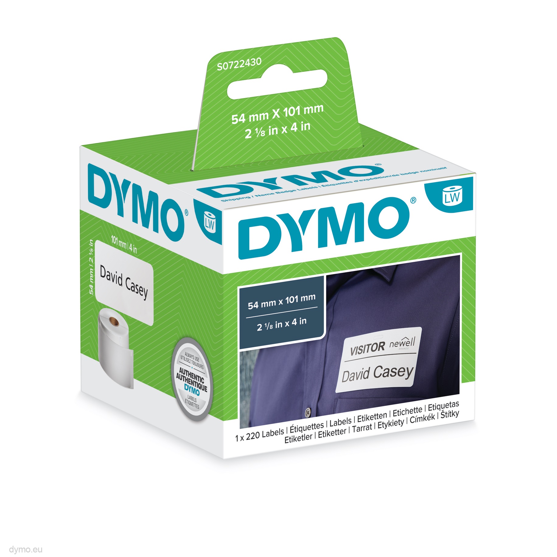 DYMO ETIKETT 101mmx54mm 220db/tek LabelWriter etikett 220 db/tekercs
