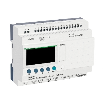 Moduláris vezérlőrelé zelio logic, 26 I O, 12V DC, óra -kijelző