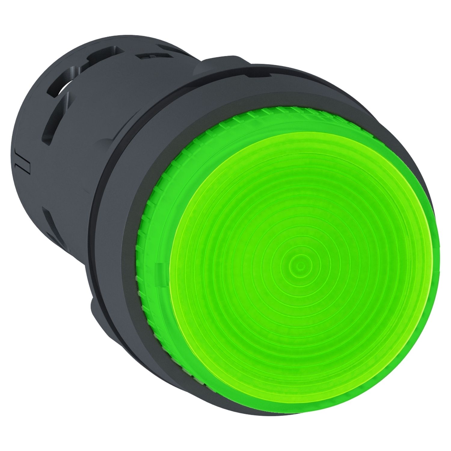 Világító nyomógomb - - retesz -1NO - zöld - 230V