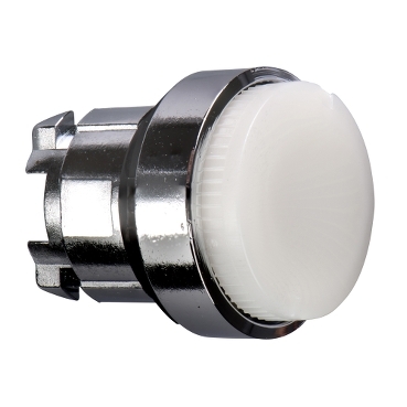 Fehér kiálló világító nyomógomb fej O22 visszatérő, LED-del