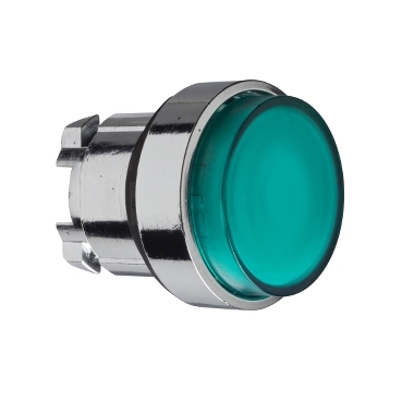 Zöld kiálló világító nyomógomb fej O22 visszatérő, LED-del