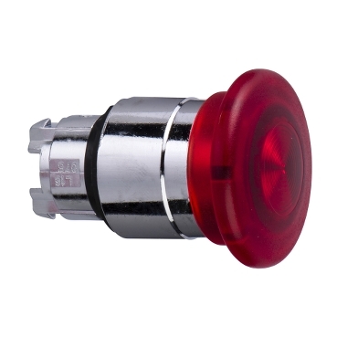 Piros O40 világító gombafejű nyomógomb O22 visszatérő, LED-del