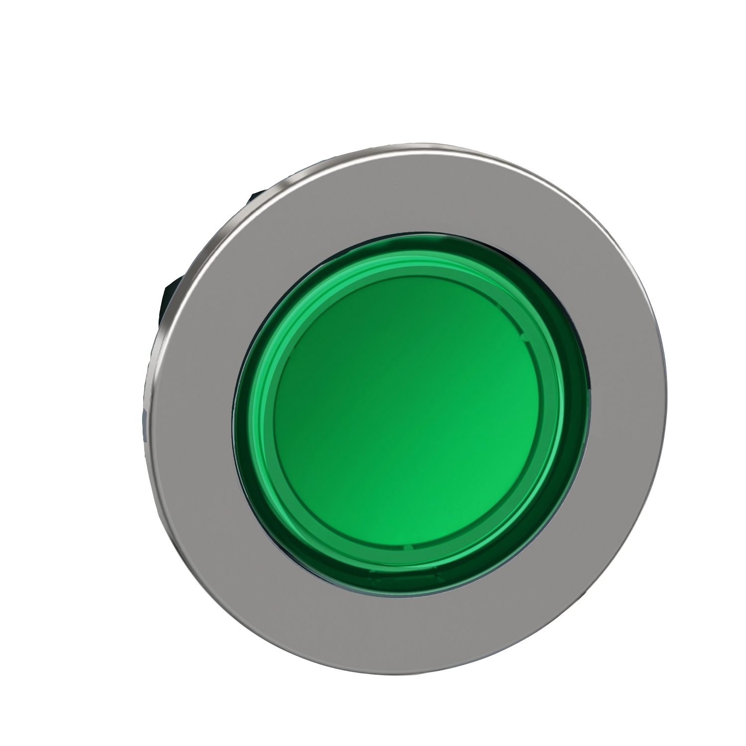HARMONY panelbe süllyesztett fém világító nyomógomb fej O30 zöld ny