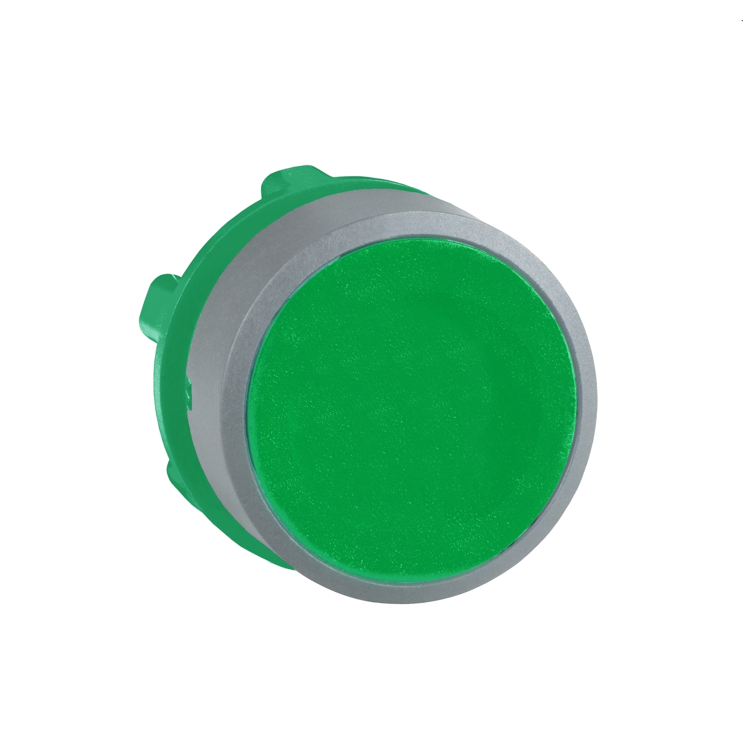HARMONY műanyag nyomógomb fej O22 visszatérő zöld szürke perem