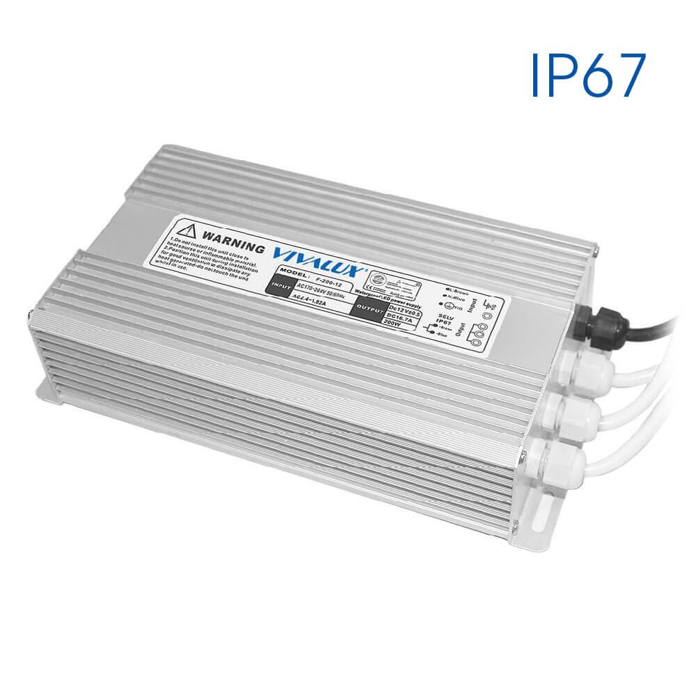 LED tápegység200W in:240V out:12DC 16A IP67 ppd