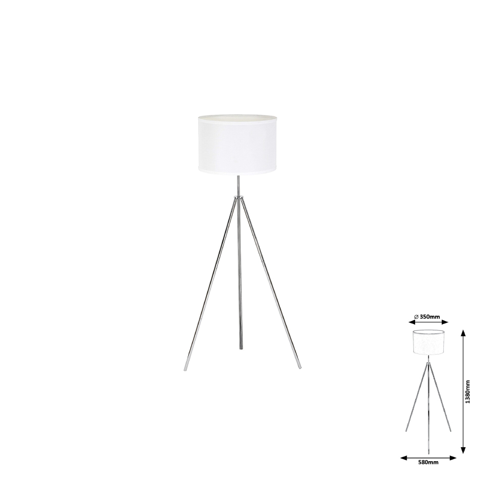 STANISLAW állólámpa E27 60W króm/fehér 350×1380 B:19666