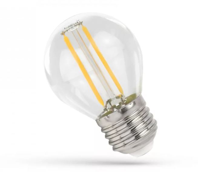 LED gömb E27 1W 2700K filament@ G45 E-27 230V 1W COG WW áttetssző