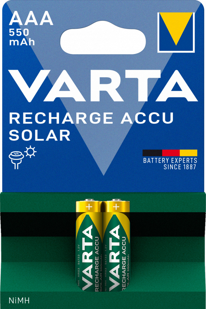 VARTA SOLAR tölthető elem (akku) AAA (micro) 550mAh NiMH szolár lámpákhoz 2db/csomag