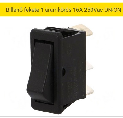 Billenő kapcsoló 16A ON-ON billenő fekete 1 áramkörös 16A 250V