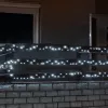 Xmas LED-es fényfüzér, 35m / 500db hidegfehér LED, állófényű, zöld vezeték, hálózati adapter