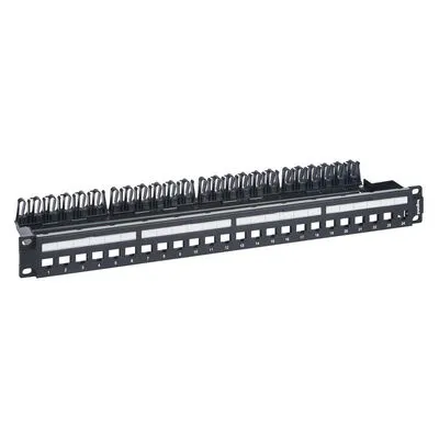 LINKEOC patch panel KEYSTONEhoz fém kábeltartóval 24 modul RJ45