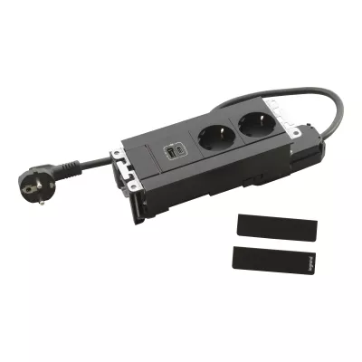 INCARA multilink dugalj+usb 6 modul, 2x2P+F + usb a+c aljzat + 2m kábel fekete