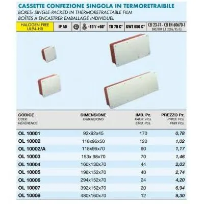 Kötődoboz 294x152x70 sülly. Cassette di derivazione 294x152x70