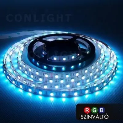 LED szalag 60LED IP20 színváltós 14,4W/m SMD5050