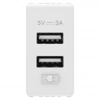 USB töltő A+A 3A 1 modul széles fehér System