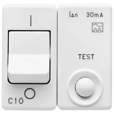 Kombinált védőkapcsoló 1P+N C10A 30mA 3kA 2 modulos fehér System