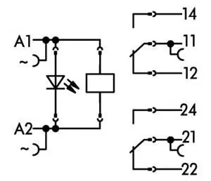 Relémodul 230V AC 2 váltóérintkező piros állapotjelzés