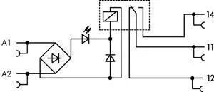 Relémodul 230V AC/DC 1 váltóérintkező sárga állapot visszajelző