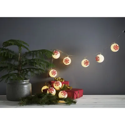 Fényfüzér 3elem 10LED piros hópihe 1,@