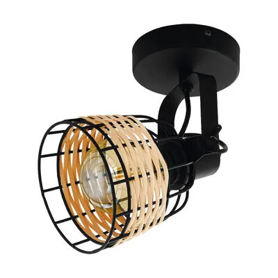 Fali E27 1x40W fekete/rattan ANWICK E27 1X40W