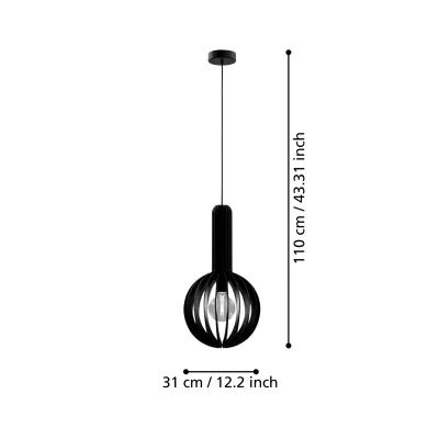 VELASCO Függeszték 1xE27 ?310 fekete