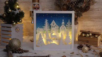 Xmas LED karácsonyi tájkép fa, elemes