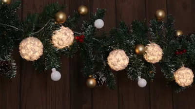 Xmas LED karácsonyi lánc gömb fehér, elemes