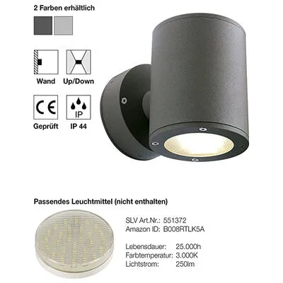 Kültéri fali 2*9W GX53 antracit szür sitra wall direkt/indirekt