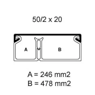 Csatorna TMC 50/2x20WO műanyag fehér 48m/köteg