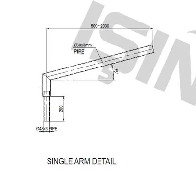 LÁMPAKAR,ACÉL 100cm 1 ÁGÚ HORG.D60mm OSZLOP-KAR-1100