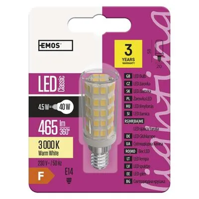 LED JC 4,5W(40W) 465lm E14 WW