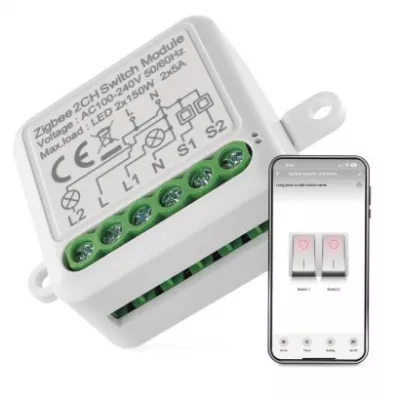 GOSMART kapcsolómodul IP-2102SZ, ZigBee, 2 csatornás