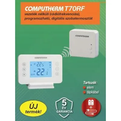 Szobatermosztát RF digitális T7RF programozható@ rádiófrekvenciás