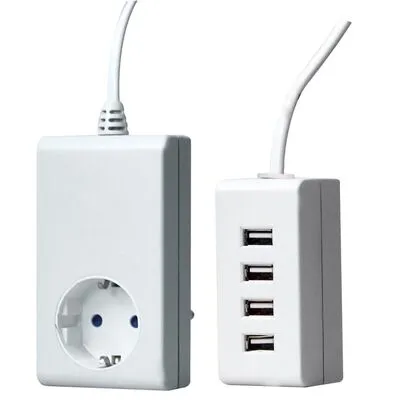 USB töltő 4-es desktop 250V, 16A, 1 ,0 m, ip 20